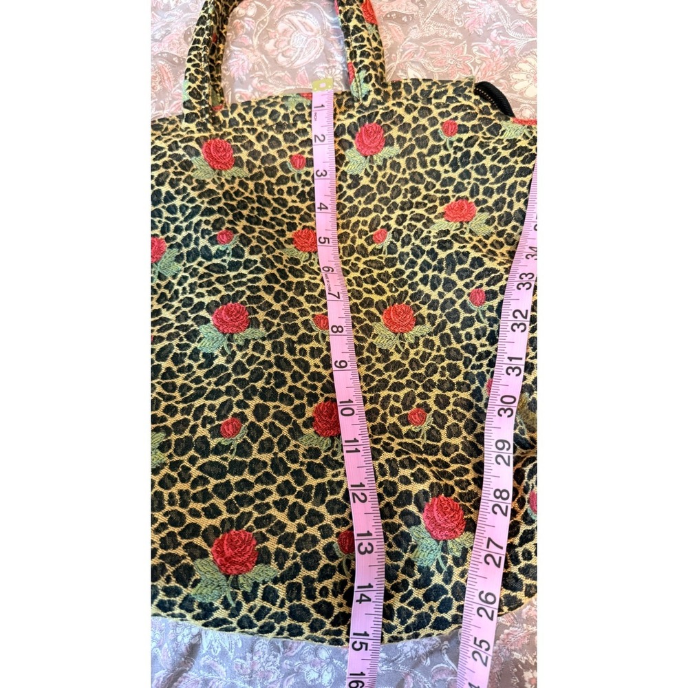 Cind E Original Vtg Leopard Rose Tapestry Tote Bag Animal Print Floral - Picture 6 of 16